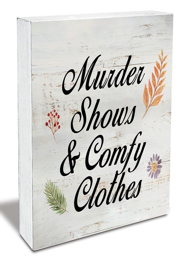 MAVOTEN True Crime Gift Wood Box Sign Rustic True Crime Fan Wooden Box Sign Home Office Desk Shelf Decor (5 X 5 Inch) - Image 1